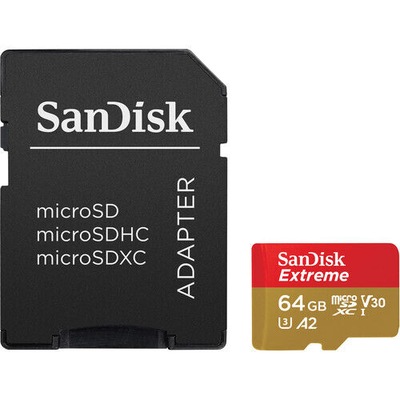 SanDisk Extreme 64GB Class 10 MicroSDXC Memory Card with SD Adapter, V30 60