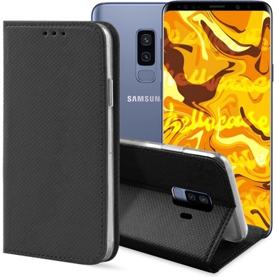 ETUI Z KLAPKĄ DO SAMSUNG GALAXY S9 PLUS CZARNE ZAMYKANE MAGNETYCZNE KABURA