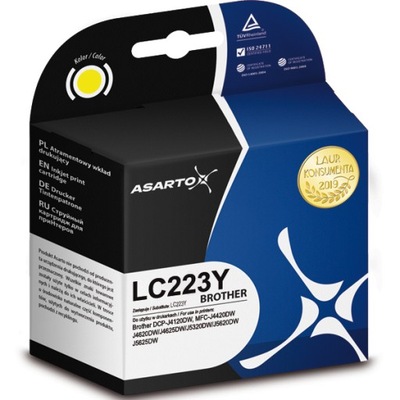 Tusz zamiennik Asarto do drukarki Brother LC223Y MFC-J4420 4620 yellow