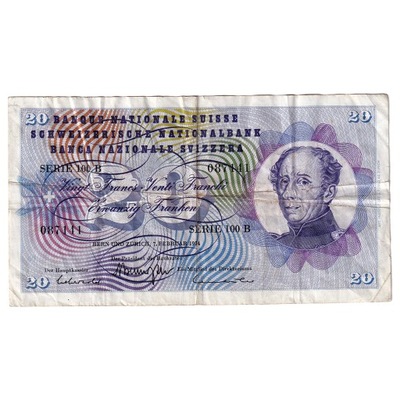 Banknot, Szwajcaria, 20 Franken, 1974, 1974-02-07,