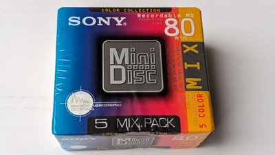 MiniDisc MD SONY Mix Color 80 Japan 5szt.-5pack