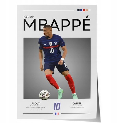 Plakat Kylian Mbappe PSG Francja Piłka nożna A3