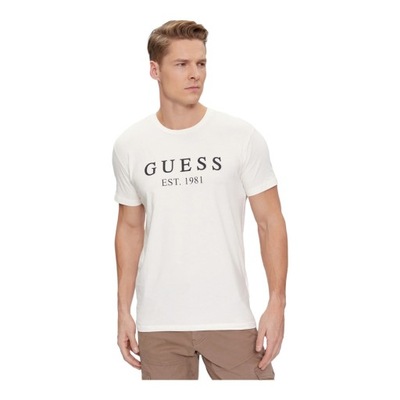 GUESS KOSZULKA MĘSKA T-SHIRT CN SS TEE ECRU r.L