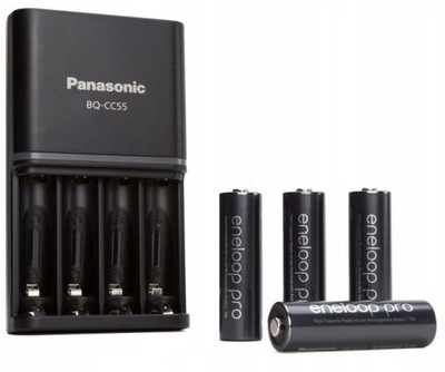 ŁADOWARKA PANASONIC BQ-CC55 + 4 x R6/AA ENELOOP PRO 2500 mAh ORYGINAŁ