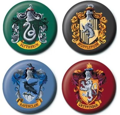 PRZYPINKI HARRY POTTER 4 DOMY GRYFFINDOR SLYTHERIN