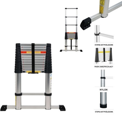 DRABINA ALU TELESKOPOWA 3,8M 13 STOPNI VOREL 17701