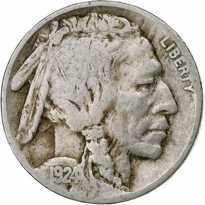 USA, 5 Cents, Buffalo Nickel, 1924, Philadelphia,