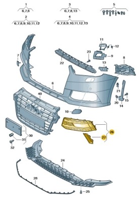 Решётка бампера перед правая audi a1 оригинал aso фото №1