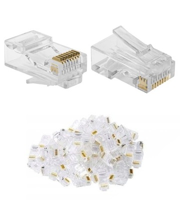 100x WTYK ZŁĄCZE SIECIOWE RJ45 LAN 8P8C CAT6 UTP WTYK ETHERNET DO 10 Gb/s