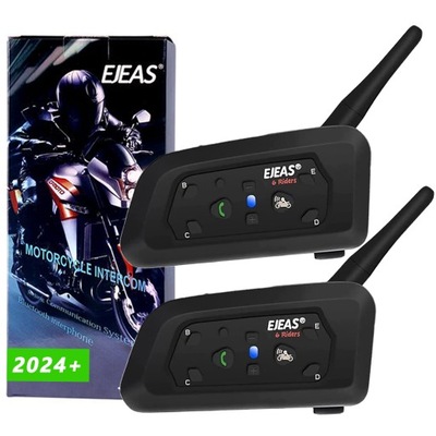 2X INTERKOM PARA MOTOCICLETA BLUETOOTH EJEAS V6 PRO 1500M NADAJE SIE DO KASKOW  