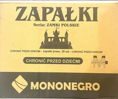 Zapałki Zwykłe Mononegro 1000op. 38000szt. KARTON