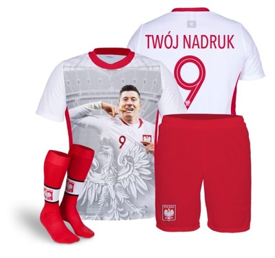 Strój POLSKA Lewandowski Foto NADRUK getry r. 3XL