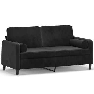 Sofa 2-osobowa z poduszkami aksamit czarna