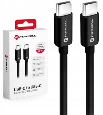 Forcell | Szybki Kabel USB-C / USB-C | 60W | PD QC 4.0 | Czarny | 200cm 2m