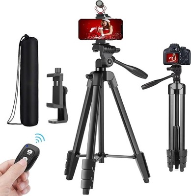 Peastrex Statyw tripod do telefonu komórkowego, aparatu, z pilotem, 145 cm