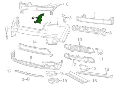 SOPORTE DE PARAGOLPES JEEP CHEROKEE KL 14- DERECHA  