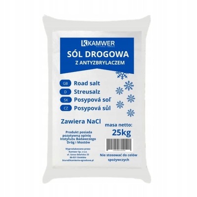 Sól drogowa z antyzbrylaczem 25 kg