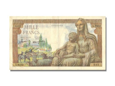 Banknot, Francja, 1000 Francs, Déesse Déméter, 194