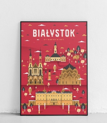 Białystok - Plakat Miasta - czerwony 40 x 50 cm
