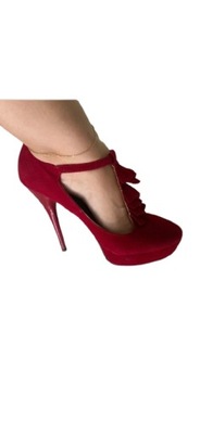 BUTY DAMSKIE CZÓŁENKA SZPILKI CZERWONE 37