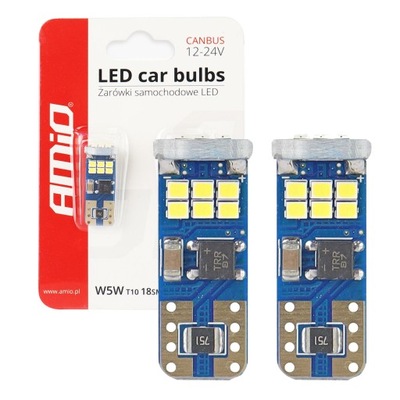 ЛАМПОЧКИ LED (СВІТЛОДІОД) POSTOJÓWKI W5W 18XSMD 2 ШТ CANBUS T10 12V 24V ULTRABRIGHT