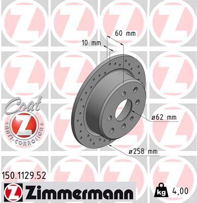 ZIMMERMANN 150.1129.52 ДИСК ТОРМОЗНОЙ