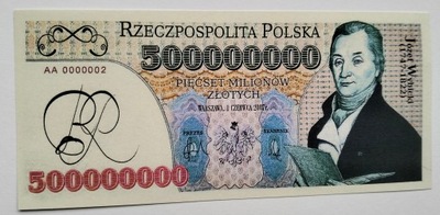 POLSKA - 500 MLN ZŁ 2007 PRL JÓZEF WYBICKI - KOPIA ! T150