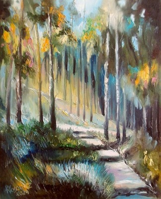 Obraz olejny "Droga przez las I"