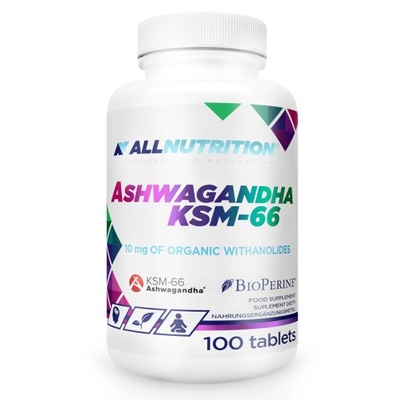 ALLNUTRITION ASHWAGANDHA KSM-66 100TAB PAMIĘĆ STRES NERWY KONCENTRACJA