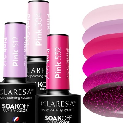 Różowy Lakier Do Paznokci Claresa Kolekcja PINK x3