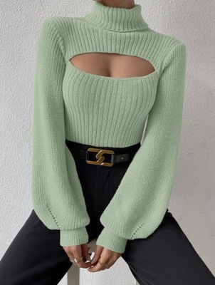 SHEIN ZIELONY SWETER CUT OUT (S)