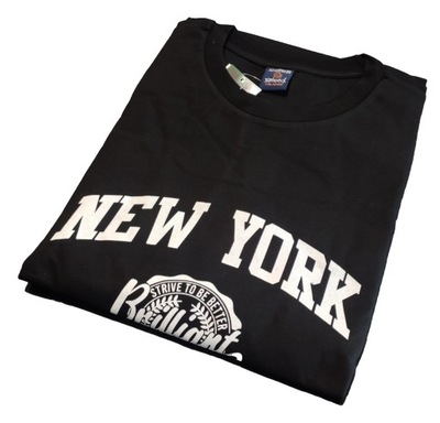 9XL Big Men Duża Koszulka 100% Bawełny Czarna New York Ny