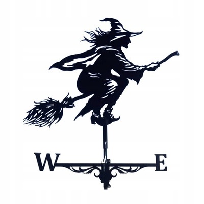 Metalowy Czarny Wiatrowskaz Witch Weathervane