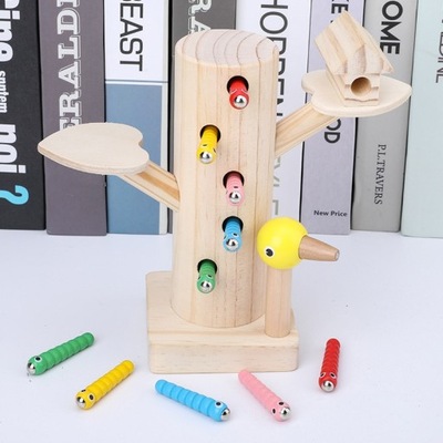 Montessori edukacyjne zabawki drewniane dzięcioł