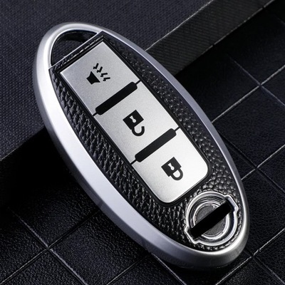 SILVER ATPU LEATHER AUTO KLUCZOWY CASING FOR NISSAN LEAF MICRA QASHQ  