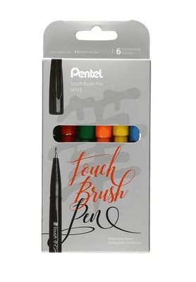 Pisaki Pentel Brush 6 kolorów dla zaawansowanych