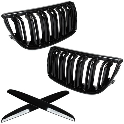 BMW E90 E91 04-08 ATRAPA GRILL NERKI CZARNE BLACK PIANO PODWÓJNE ŻEBERKA