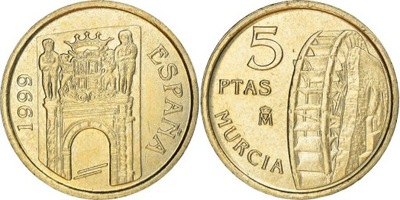 Hiszpania 5 peset pta 1999 MURCIA