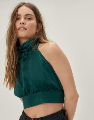 NASTY GAL WIĄZANY CROP TOP STÓJKA WYF XXJ__XXS