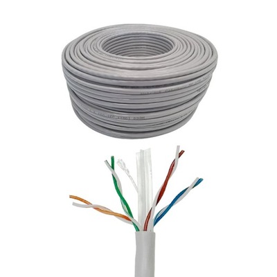 Kabel sieciowy LAN kat. 6 UTP, 50m, CCA, Netrack, szary