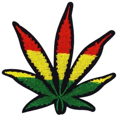 Łatka Naszywka HAFT Termo Reggae Marihuana liść Konopia