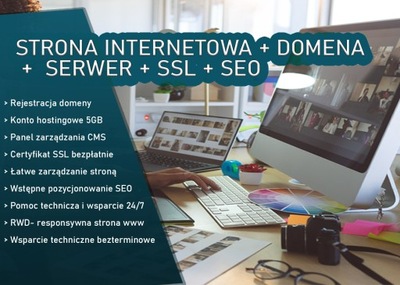 STRONA INTERNETOWA Z PANELEM CMS | RWD | SERWER 5GB| DOMENA LOGO OPIEKA 24H