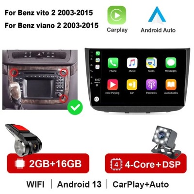 NAWIGATOR GPS ANDROID 13 FOR RADIO AUTO MERCEDES-BENZ VITO 2 W639 2003-2015  