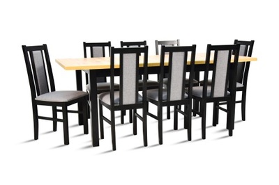 Stół rozkładany 90x160/200 8 krzeseł tapicerowane