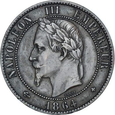 Moneta, Francja, Napoleon III, 10 Centimes, 1864,