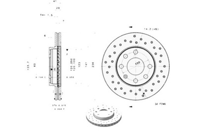 BREMBO ДИСКИ ТОРМОЗНЫЕ ТОРМОЗНЫЕ ПЕРФОРИРОВАНЫЕ CHEVROLET AVEO