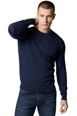 Sweter Męski Granatowy Bawełniany O-neck Próchnik PM5 M