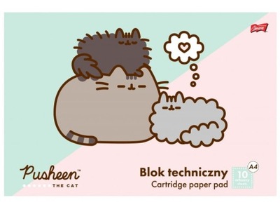 Blok Techniczny biały A4 10 kartek PUSHEEN Kot