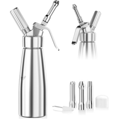 SYFON DO BITEJ ŚMIETANY Z USZCZELNIACZEM SILIKONOWYM I 3 DYSTRYBUTORAMI