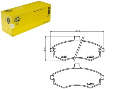Hella комплект гальмівних колодок гальмівних 37403 оригінальний номер act941 фото №1